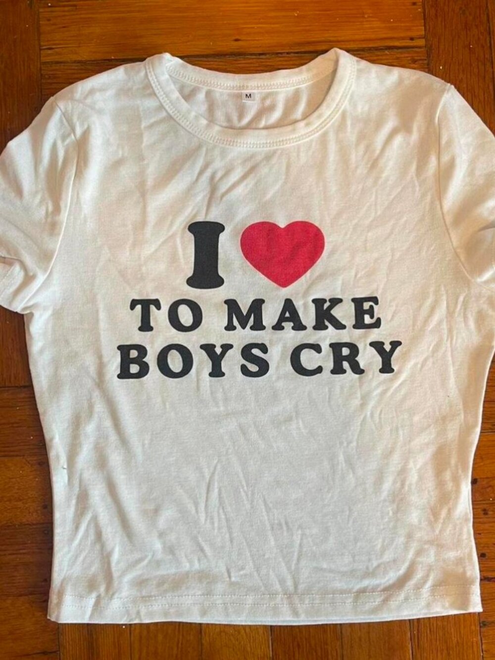 American Apparel I Love to Make Boys Cry Red Heart Baby Tee